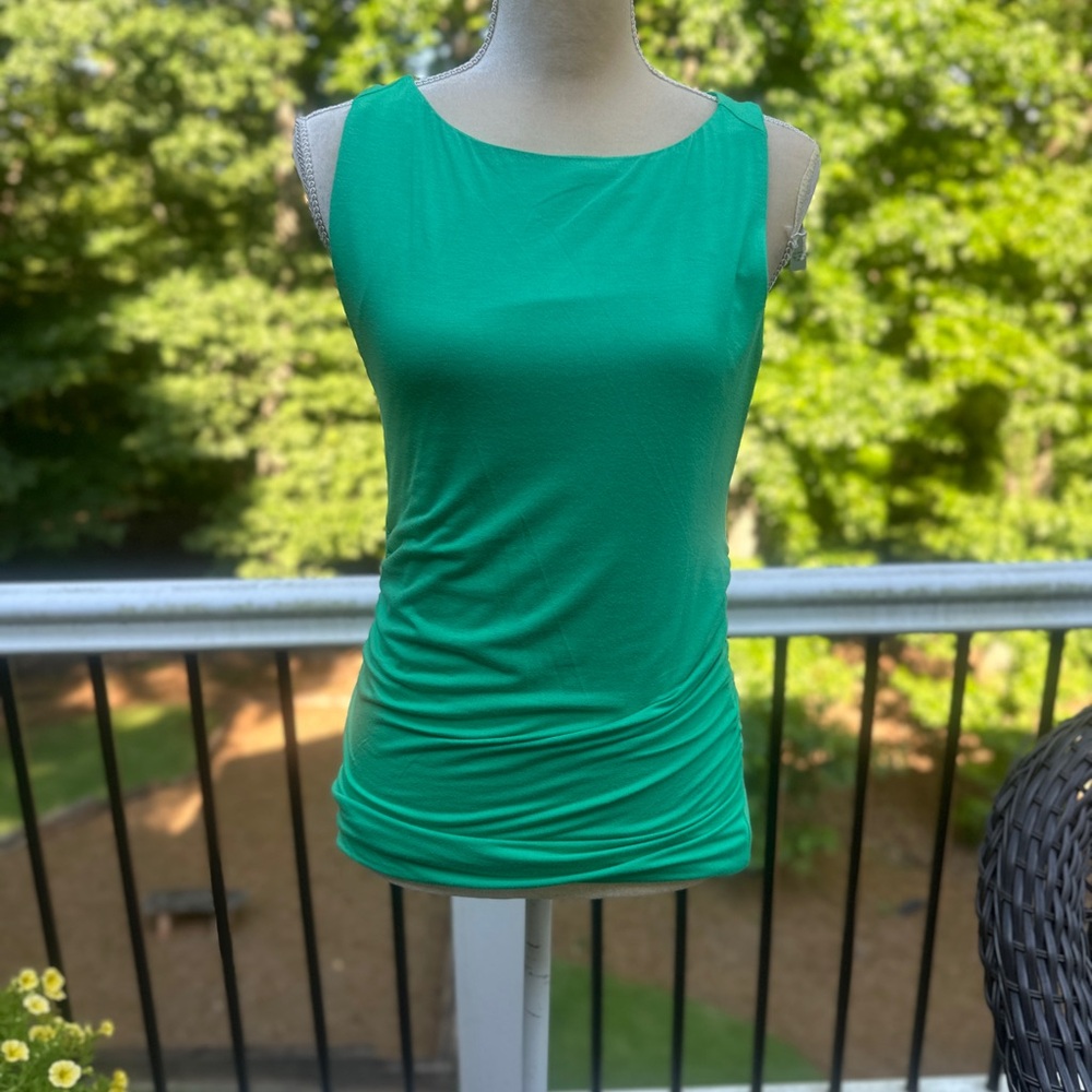 J. Crew Green Fitted Ruched Tank Top